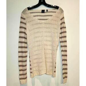 Saks Fifth Avenue Blue striped lightweight sweater - small